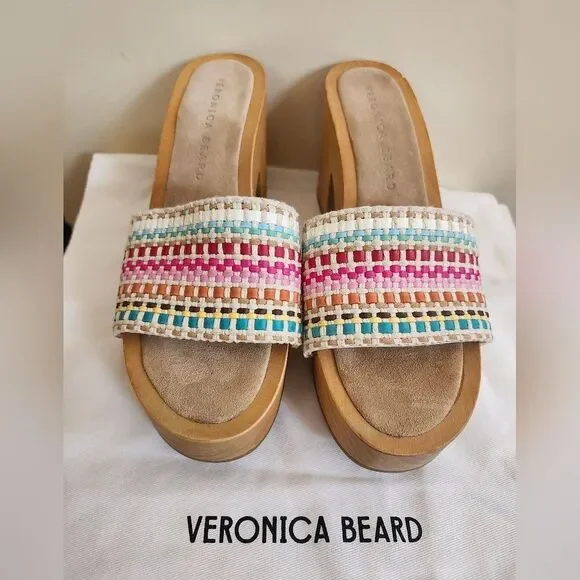 Veronica Beard Hannalee Woven Vamp w/Gold Studs Mules Sz.6.5 Ret.$330 in Dustbag - Picture 7 of 16